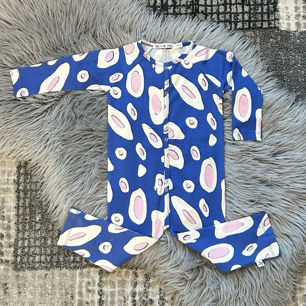 Noé & Zoë Blue Playsuit With Space‎ Egg Design Size 12-18 Month NWT